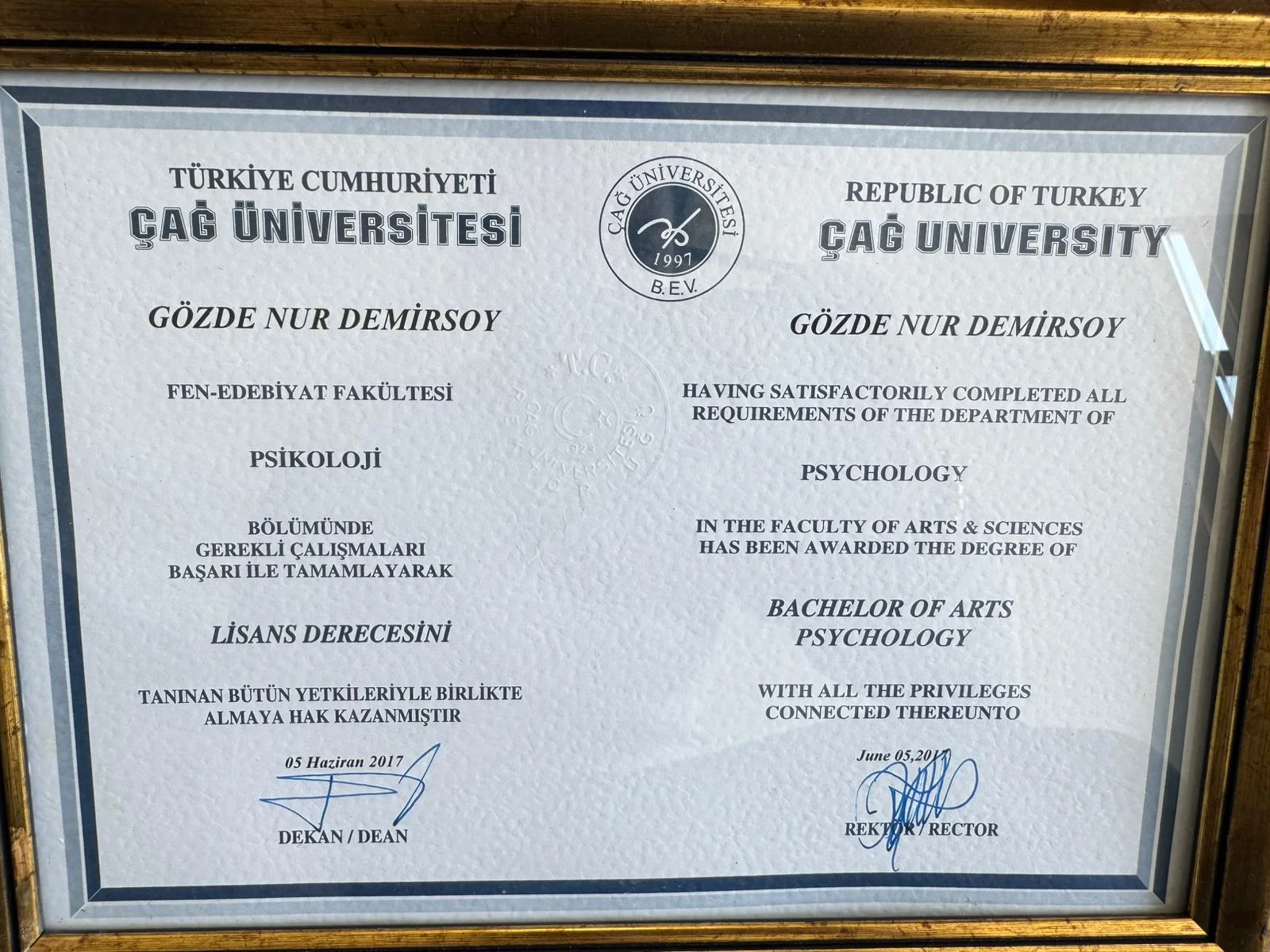 Lisans Diploması Psikoloji